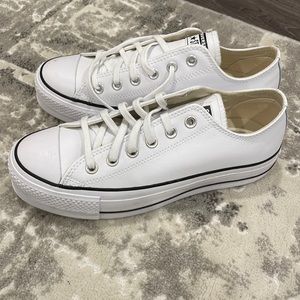 Leather Platform Converse- Size 8 never worn